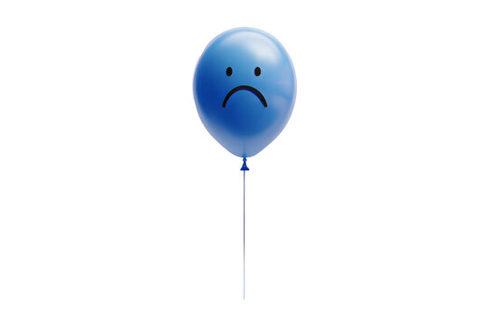 blue monday, ballon with a sad face isolated png on transparent background