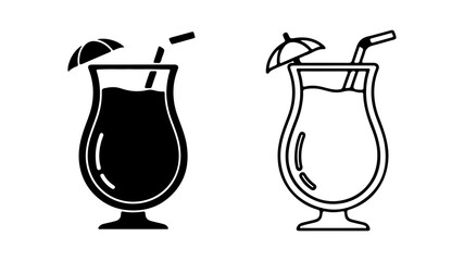 Tropical cocktail glasses with transparent background