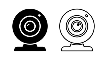 Webcam icons with outline and solid fill with transparent background