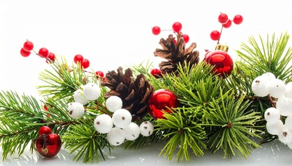 Christmas Decorations Festive Garland with Pine Cones, Berries, and Ornaments
