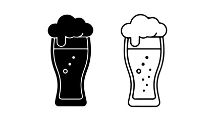 Beer glasses with foam with transparent background