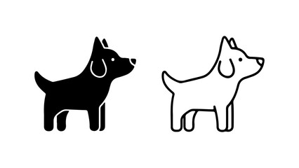 Dog icon set with outline and solid fill