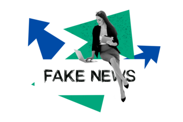 Composite trend artwork sketch image photo collage of speech cloud fake news misleading propaganda worker man uniform headless laptop