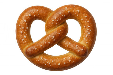 Baked pretzel with coarse salt, traditional german snack food, golden brown crust, isolated on transparent background
