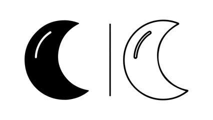 Crescent moons with outline and solid fill with transparent background