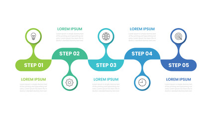 Business infographic 5 important events to success. Annual report, Business presentation template. Vector illustration.