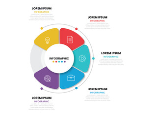Business visualization infographic circle design template with 5 options, steps or processes. Business presentation.
