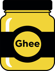 Golden ghee jar cooking ingredient flavor rich food staple vector
