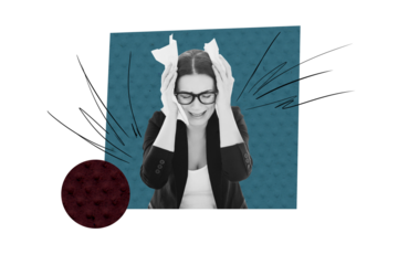 Composite photo collage of upset cry businesswoman, work failure apathy mood depression tiredness isolated on painted background