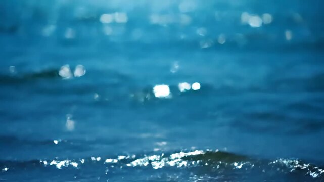 Backgrounds abstract bokeh background from summer blue sea water at the beach scene 3 with distortion, overlay, glitch, static noise, scan lines on black background, 4k animated video loop