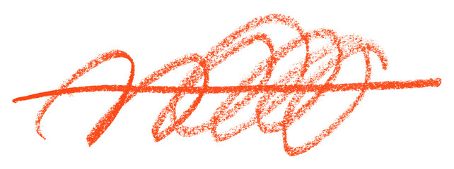 Red colored pencil drawing isolated on transparent background