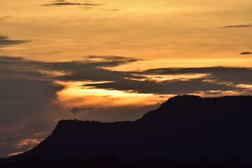 Scenic view of rocky formations and sunset at Chapada das Mesas, Maranhão.