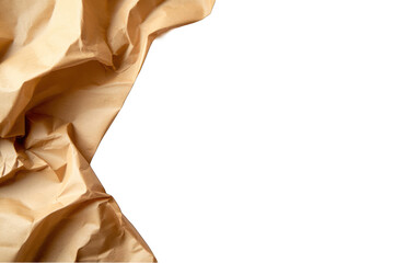 Crumpled brown paper texture with transparent background for graphic design element