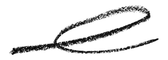 Black colored pencil drawing isolated on transparent background