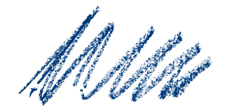 Blue colored pencil drawing isolated on transparent background