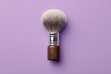 Shaving brush on lavender background, grooming product, classic design