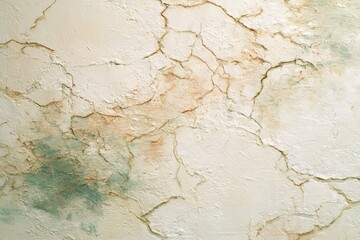 Obraz premium A textured, aged plaster wall displays subtle cracks and muted colors, creating a vintage aesthetic.