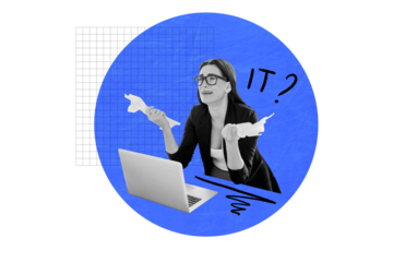 Creative collage picture young woman crying secretary agent employee laptop digital device stress upset checkered background