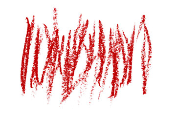 Red colored pencil drawing isolated on transparent background
