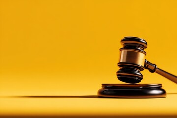 Gavel on Stand Against a Gold Background, Law and Justice Concept
