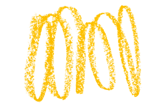 Yellow colored pencil drawing isolated on transparent background