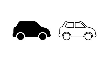 Fototapeta premium Car icons with outline and solid fill with transparent background