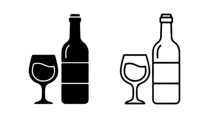 Wine bottle and glass with transparent background
