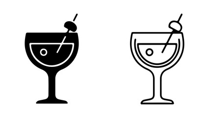 Martini glasses with olives with transparent background