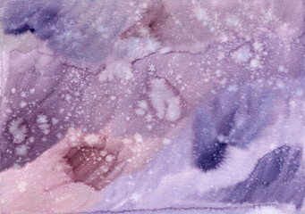 Hand drawn texture TIE-DYE WASH watercolor plum cosmic art decor painted illustration. Aquarelle effect drawing. Backdrop, wrap, fabric, sketchbook, business cards, poster print invitation, wallpaper.