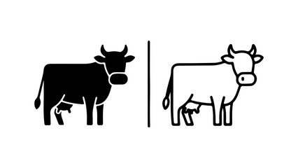 Cow icons set with transparent background