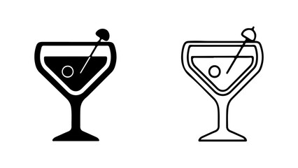 Martini glass icons with transparent background