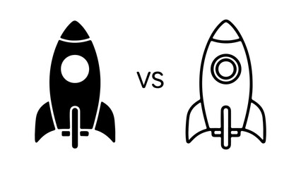 Rocket ship icons comparison with transparent background