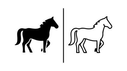 Horse silhouette and outline with transparent background