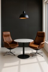 Modern Lounge with Leather Chairs