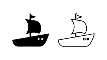 Sailboats with outline and solid fill with transparent background