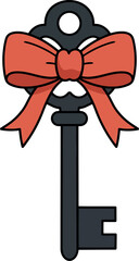 Vintage key with red ribbon bow celebration gift concept vector