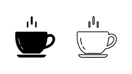 Hot beverage cups with steam with transparent background