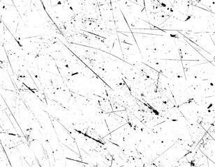 A textured white surface displays scattered black scratches and specks creating a distressed, abstract pattern