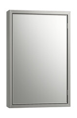 Sleek mirrored cabinet for small spaces, featuring a slim metal frame and magnetic closure.