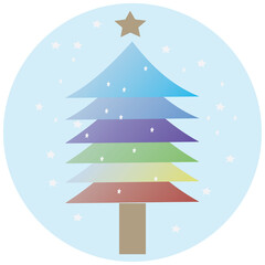 Elegant vector illustration of a Christmas card with a decorated fir tree, snow, and a merry holiday greeting design