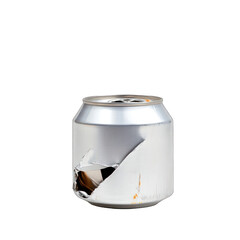 Damaged aluminum can with transparent background waste rejection and material defect