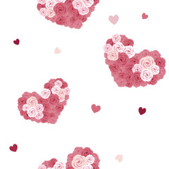 seamless rose shaped heart pattern with heart around , vector , illustration