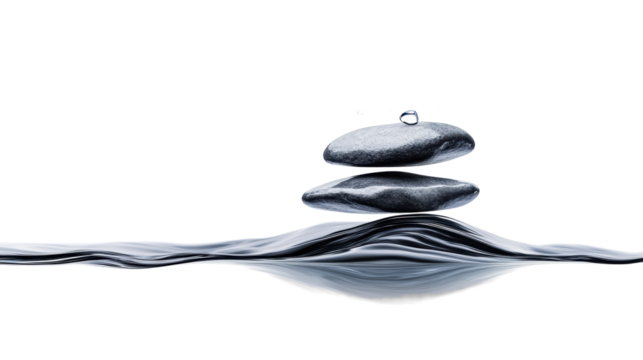 Water and Stones with Floating Droplets on Transparent Background - Powered by Adobe