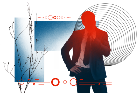 Creative image collage young businessman troubles migraine headache stress depression suffer pain exhausted overworked nervous system - Powered by Adobe