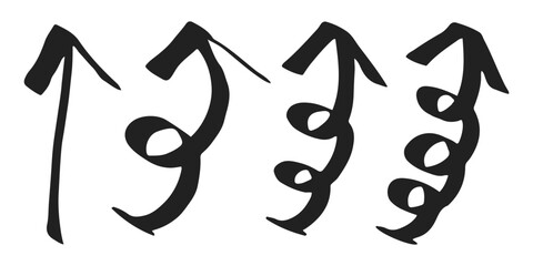 Hand Drawn Up Arrows Sketch Vector Illustration