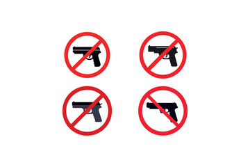 Prohibited firearms with red crossed circles a strong visual message silhouette
