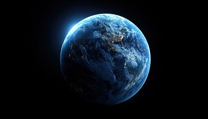 Planet Earth View from Space with City Lights and Cloud Coverage, Astronomy Education Material or Environmental Awareness Campaign Visual