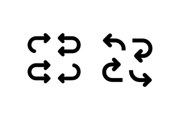 Circular arrow symbols showing rotation and looping motion a black silhouette