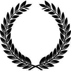 Obraz premium Elegant Black Laurel Wreath Silhouette. Classic Symbol of Victory, Achievement, Honor, Success, and Excellence.