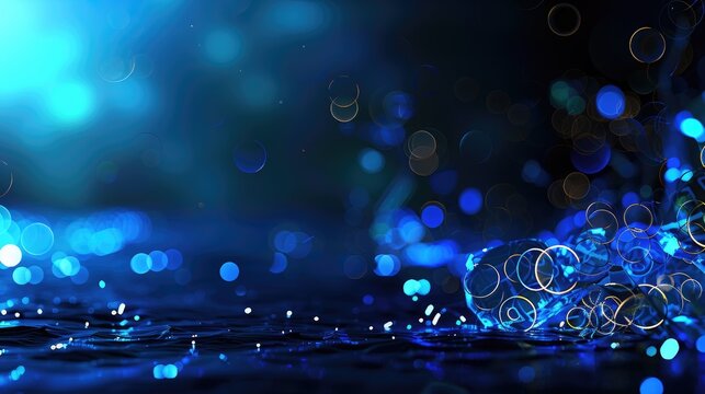 Captivating Abstract Water Bokeh with Soft Blue Tones and Sparkling Light Reflections for Creative Projects